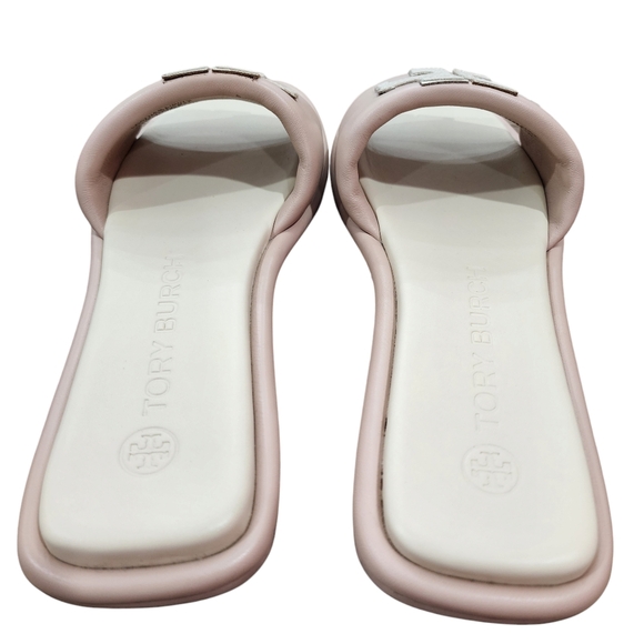 Tory Burch Double T Sport Slide New Cream / Spark Gold / Shell Pink Size 8.5 - Picture 8 of 16